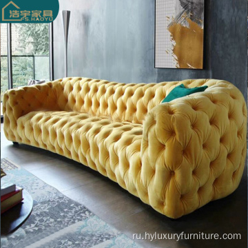желтый цвет современный американский диван честерфилд